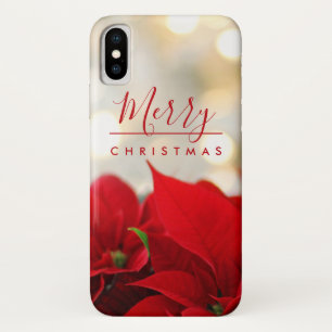 Red Poinsettias with Golden Bokeh Christmas Case-Mate iPhone Case