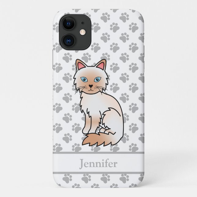 Red Point Birman / Ragdoll Cute Cat & Name Case-Mate iPhone Case (Back)