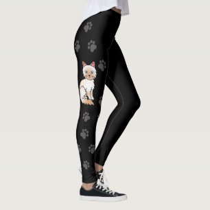 Red Point Birman / Ragdoll Cute Cat & Paws Black Leggings