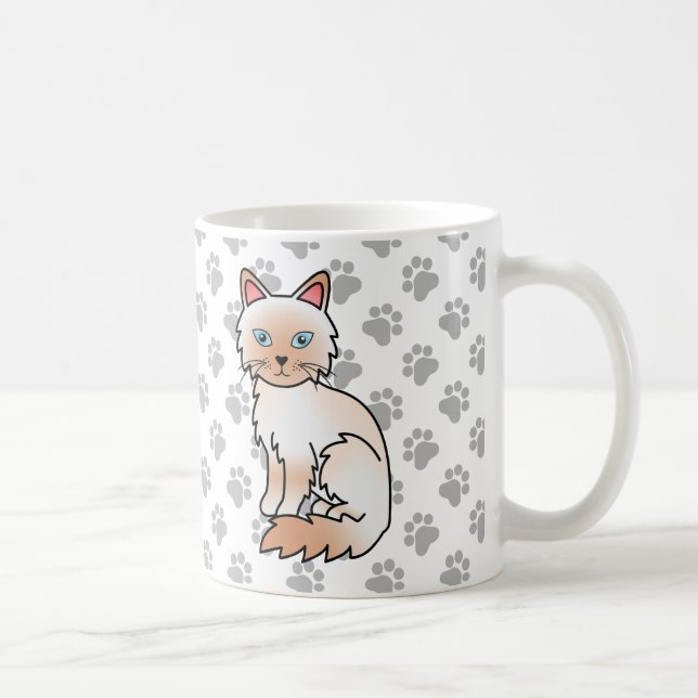 Red Point Birman / Ragdoll Cute Cat & Paws Coffee Mug (Right)