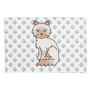Red Point Birman / Ragdoll Cute Cat & Paws Pillowcase