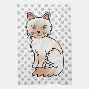 Red Point Birman / Ragdoll Cute Cat & Paws Tea Towel