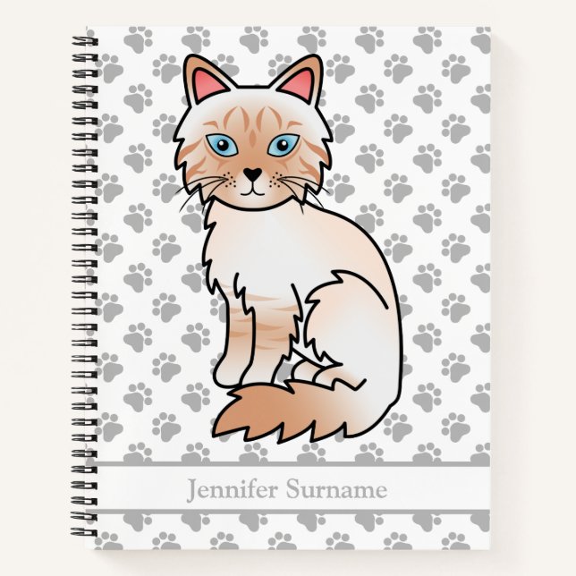 Red Point Tabby Birman/Ragdoll Cat & Custom Text Notebook (Front)