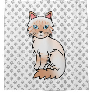 Red Point Tabby Birman / Ragdoll Cat & Paws Shower Curtain
