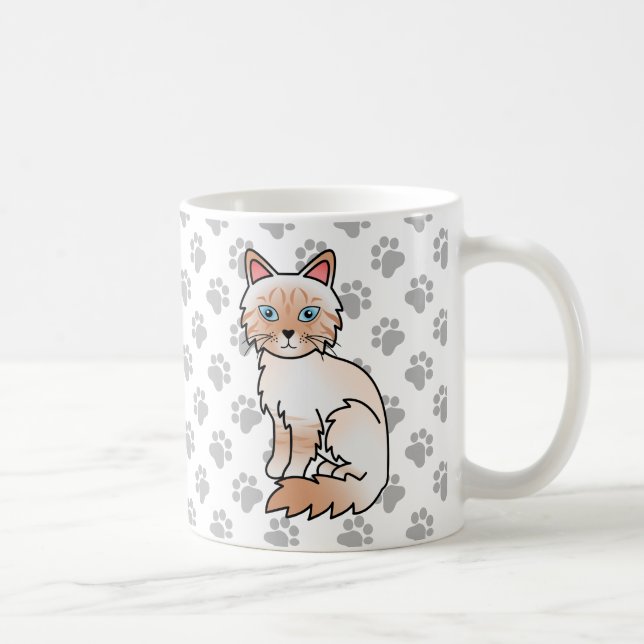 Red Point Tabby Birman / Ragdoll Cute Cat & Paws Coffee Mug (Right)