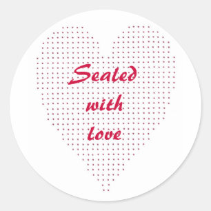 Red Pointillism Heart, Sealed with Love Stickers