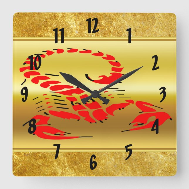 Red poisonous scorpion very venomous insect square wall clock (Front)