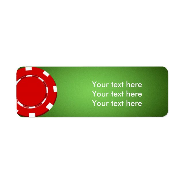 Red poker chip casino address return labels (Front)