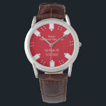 Red Poker Chip Casino Themed Best Man Gift<br><div class="desc">Las Vegas casino gambling themed wedding best man / groomsman gift watch done in a red and white poker chip looking dial face.  Personalise all the text fields  to suit your  wedding needs.  Matching products are available.</div>