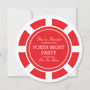 Red Poker Chip Game Night Party Invitation