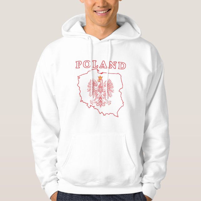 Red Poland Map With Eagle Hoodie (Front)
