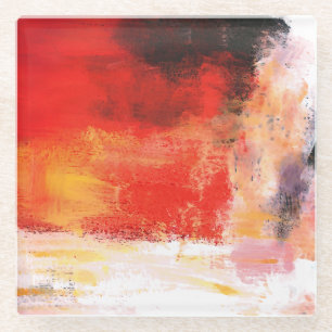 Red Polar - Abstract Art Painting Glass Coaster
