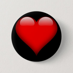 Red polished heart 6 cm round badge
