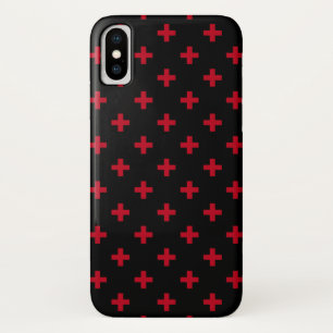 Red polka crosses on black Case-Mate iPhone case