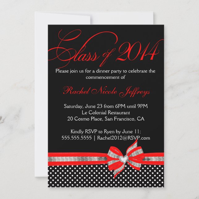 Red Polka Dot 2014 Graduation Invitation (Front)