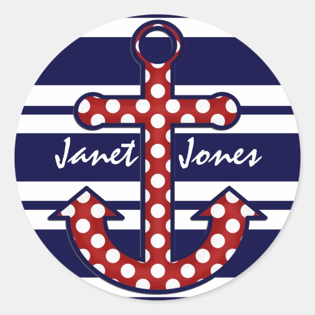 Red Polka Dot Anchor Stickers (Front)
