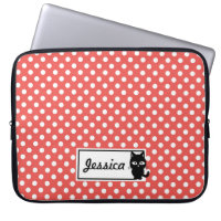Red Polka Dot and Black Cat Personalised