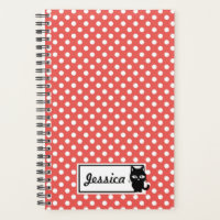 Red Polka Dot and Black Cat Personalised