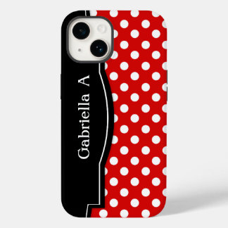 Red Polka Dot Black Frame Case-Mate iPhone 14 Case