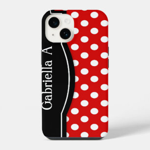 Red Polka Dot Black Frame iPhone 14 Case