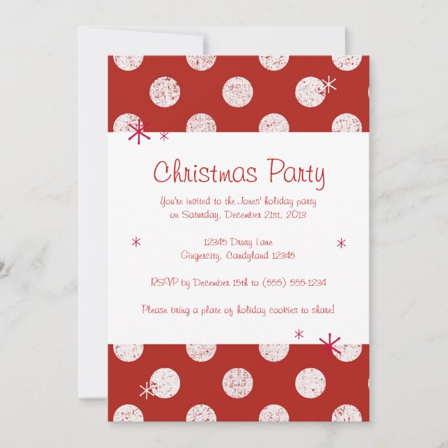 Red Polka Dot Christmas Party Invitation (Front)