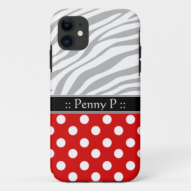 Red Polka Dot Faded Zebra Print iPhone 5 Case (Back)