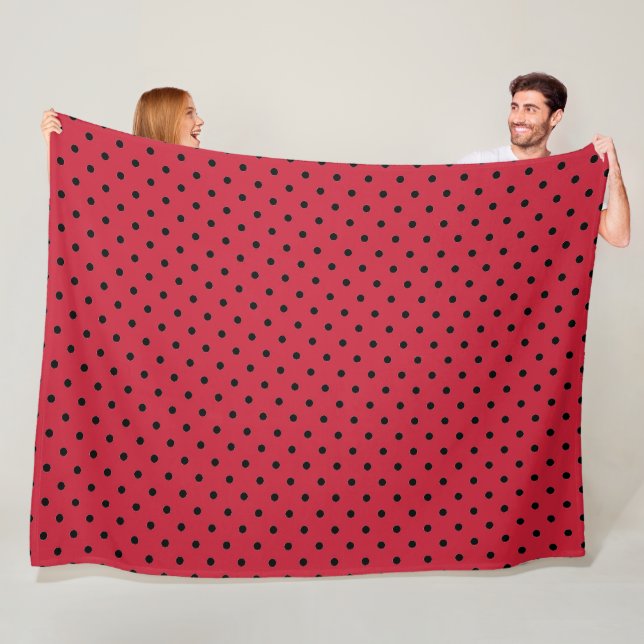 Red polka dot fleece blanket (In Situ)