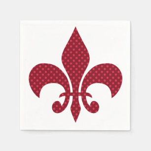 Red Polka Dot Fleur de Lis Napkin