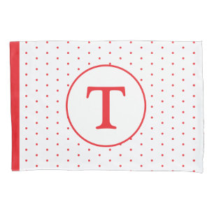 Red Polka-Dot Girl's Monogram Pillowcase