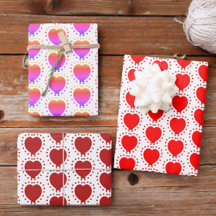 Red Polka Dot Heart Abstract Special Occasion  Wrapping Paper Sheet