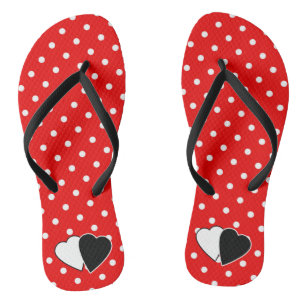 Red polka dot jandals