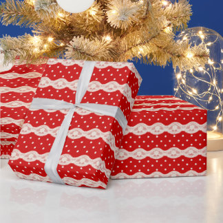 Red Polka Dot Lace Wrapping Paper