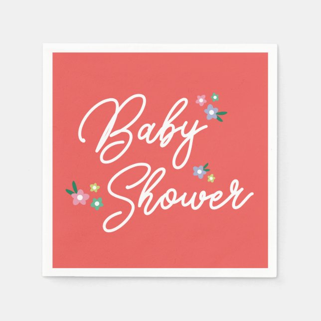 Red Polka Dot Ladybug Baby Girl Shower Napkin (Front)