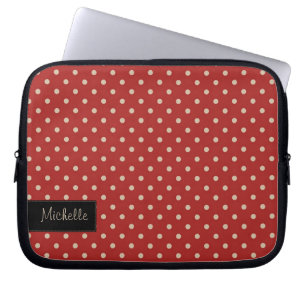 Red Polka Dot Laptop Sleeve with Your Name