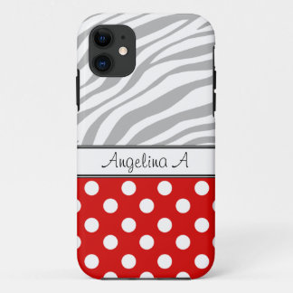 Red Polka Dot Light Zebra Print iPhone 5 Case