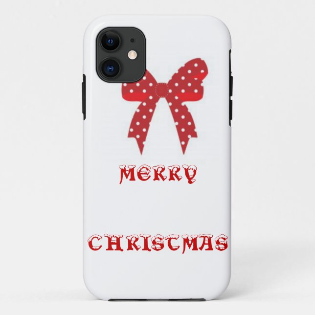 Red Polka Dot Merry Christmas Case-Mate iPhone Case (Back)