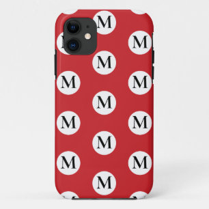 Red Polka Dot Monogram  Case-Mate iPhone Case