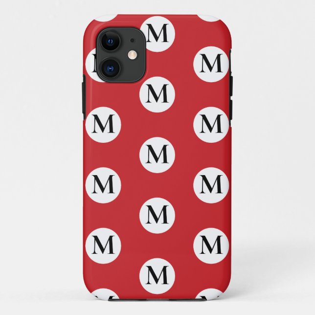 Red Polka Dot Monogram  Case-Mate iPhone Case (Back)