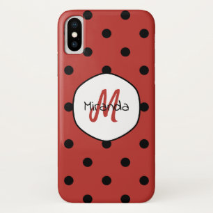 Red Polka Dot Monogram Case-Mate iPhone Case