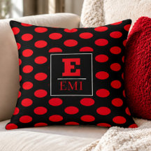 Red Polka Dot Monogram Chic Black and Red
