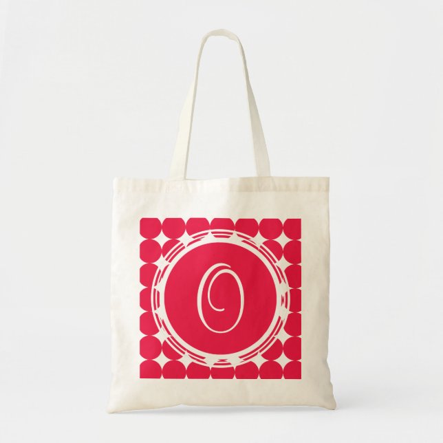 Red Polka Dot Monogram Tote Bag (Front)