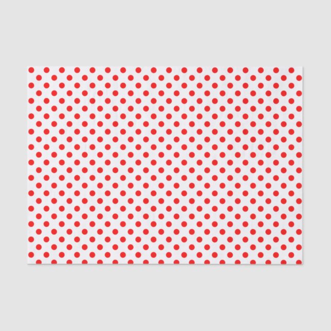 Red Polka Dot on White Tissue Paper (Front)
