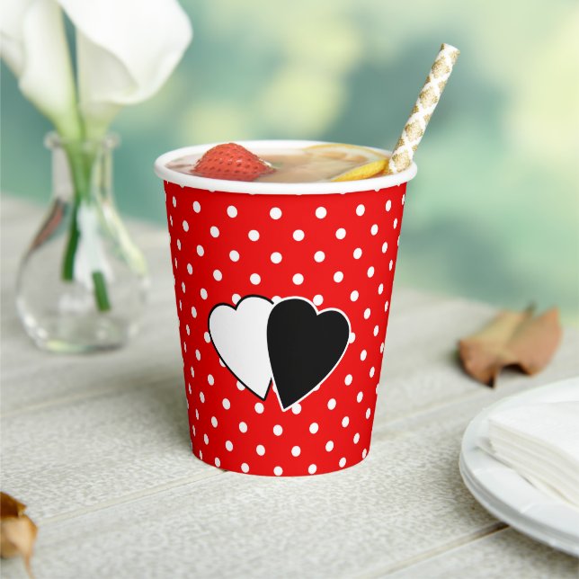 Red polka dot paper plate cups (Insitu)