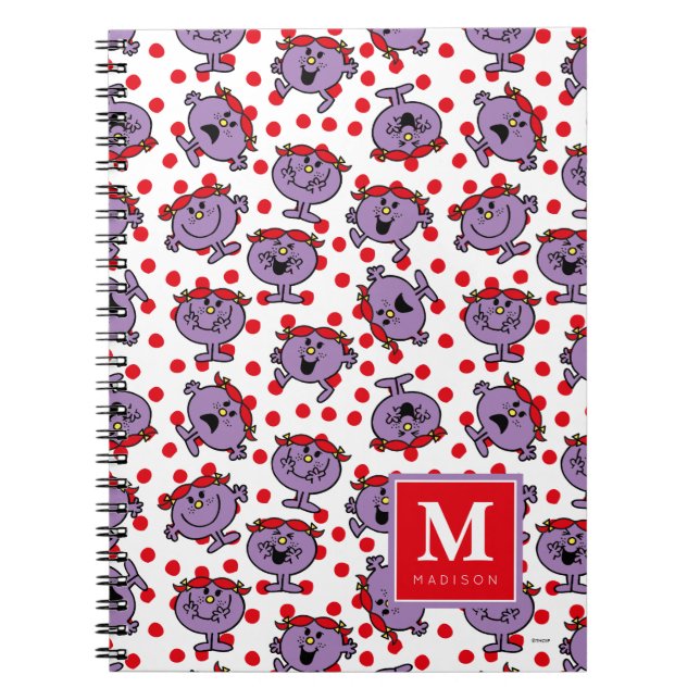 Red Polka Dot Pattern | Add Your Name Spiral Notebook (Front)