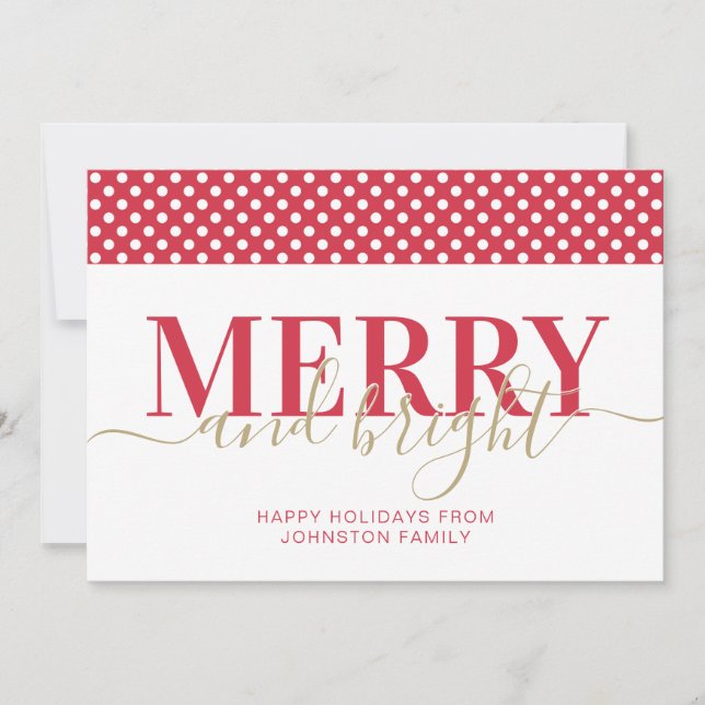 Red polka dot pattern Christmas Holiday Card (Front)