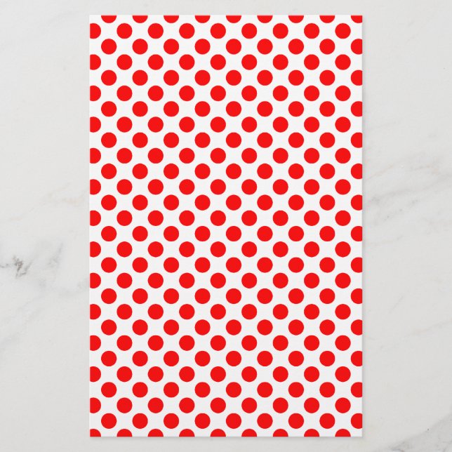 Red Polka Dot Pattern Stationery (Front)