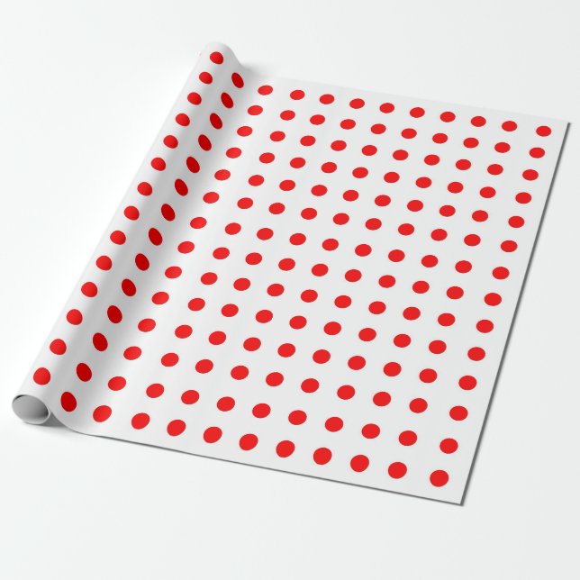 Red Polka Dot Pattern Wrapping Paper (Unrolled)