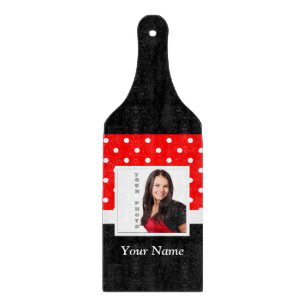 Red Polka dot photo template Cutting Board