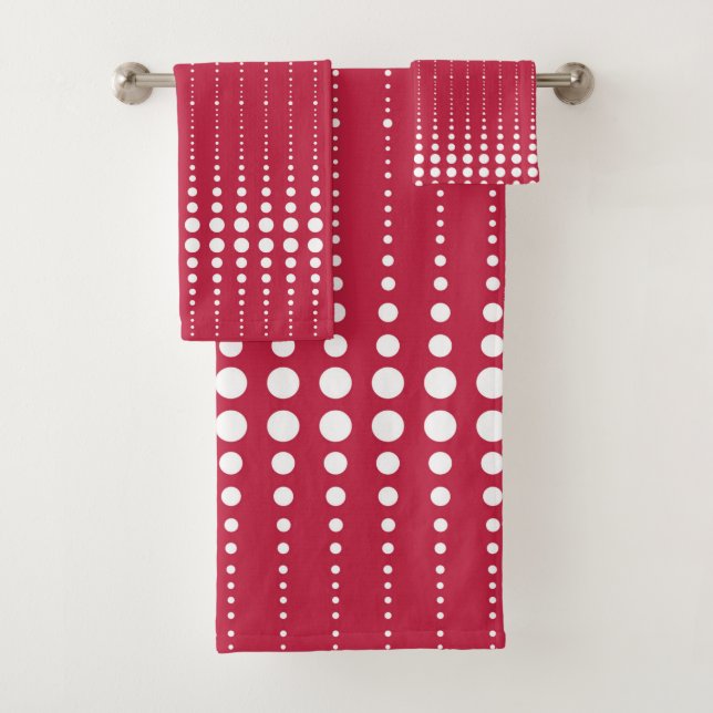 Red polka dot , polka dot, retro, retro polka dot bath towel set (Insitu)