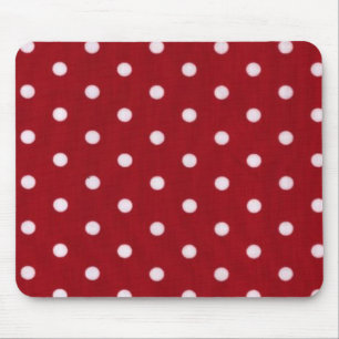 Red Polka Dot Print Mouse Pad